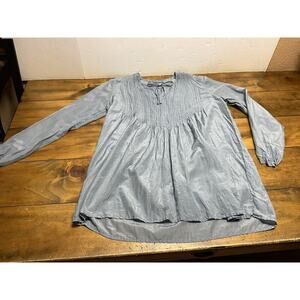 Cp Shades Silk Blend Tunic Top Shirt Sz Medium Women’s Grey/blue Pintuck Pleats